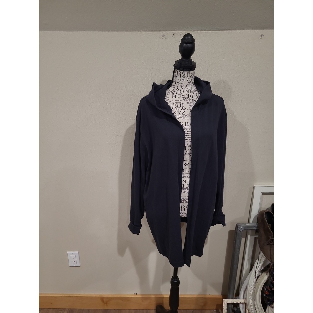Life is Good Crusher Flex Black hooded open cardigan women SZ Lg pocket Casual